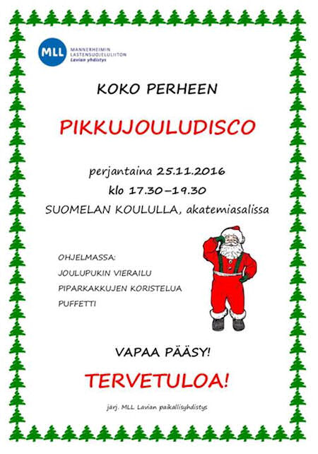 Koko perheen pikkujouludisco 25.11.2016